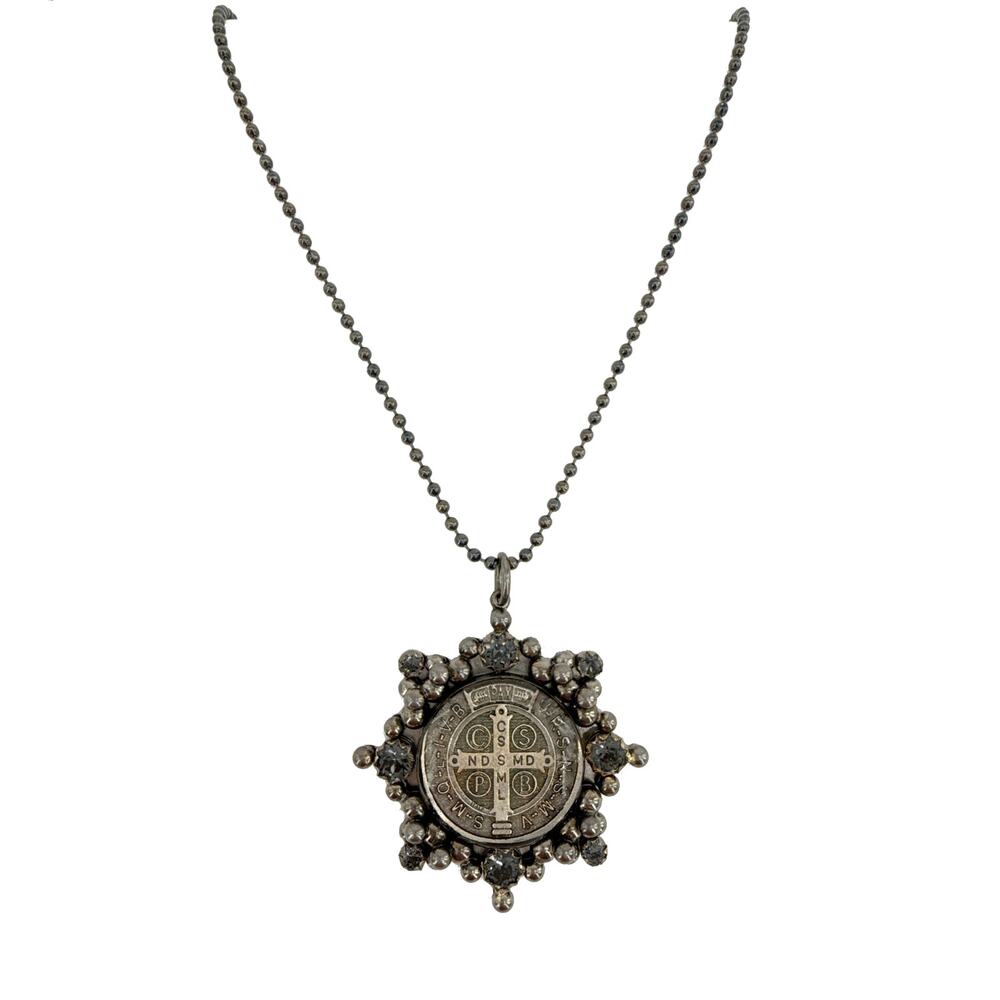 VIRGINS SAINTS & ANGELS VSA Cloister San Benito Charm Necklace in Gunmetal